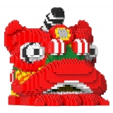 Jekca - Lion Dance Head 01 - Big - Lego - Sculpture - Construction - 4D - Brick Animals - Toys