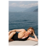 Miriam Tirinzoni - Tailored Black Swimsuit with Sequins and Orange Accents - Swimsuit - Luxury Exclusive Collection