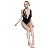 Miriam Tirinzoni - Black Swimsuit with Luxury Floral Lace Details - Swimwear - Luxury Exclusive Collection