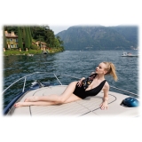 Miriam Tirinzoni - Costume Nero con Dettagli in Pizzo Floreale Luxury - Costume da Bagno - Luxury Exclusive Collection