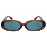 Linda Farrow - Cara Oval Sunglasses in Brown and Aqua - LFL1252C14SUN - Linda Farrow Eyewear