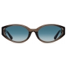 Linda Farrow - Lyra Oval Sunglasses in Brown and Aqua - LFL1540C3SUN - Linda Farrow Eyewear