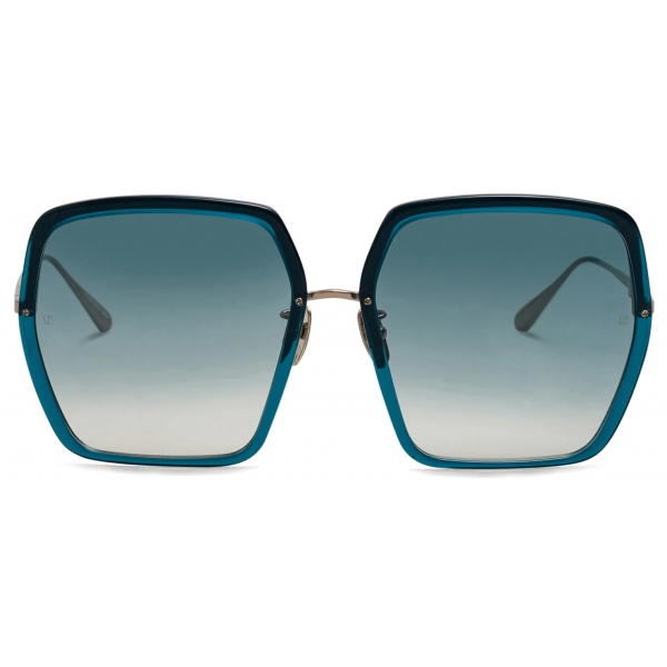 Linda Farrow - Syan Oversize Sunglasses in Aqua - LFL1499C3SUN - Linda Farrow Eyewear