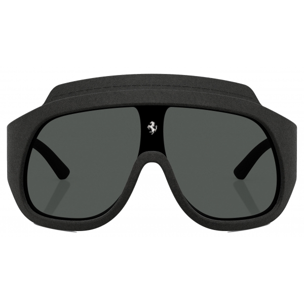 Ferrari - Black Ferrari Limited Edition Shield Sunglasses in Injected Material and Leather with Dark Grey Lens