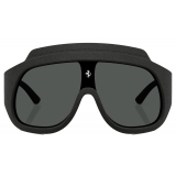 Ferrari - Black Ferrari Limited Edition Shield Sunglasses in Injected Material and Leather with Dark Grey Lens