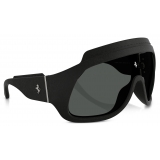 Ferrari - Black Ferrari Limited Edition Shield Sunglasses in Injected Material and Leather with Dark Grey Lens