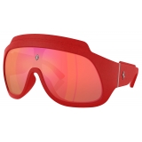 Ferrari - Red Ferrari Limited Edition Shield Sunglasses in Injected Material and Leather with Red Mirror