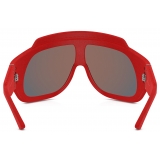 Ferrari - Red Ferrari Limited Edition Shield Sunglasses in Injected Material and Leather with Red Mirror