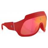 Ferrari - Red Ferrari Limited Edition Shield Sunglasses in Injected Material and Leather with Red Mirror