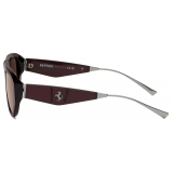 Ferrari - Ferrari Sunglasses in Iridescent Burgundy Acetate with Brown Lens - Sunglasses - Ferrari Eyewear