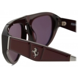 Ferrari - Ferrari Sunglasses in Iridescent Burgundy Acetate with Brown Lens - Sunglasses - Ferrari Eyewear