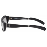 Ferrari - Black Ferrari Sunglasses in Acetate and Leather with Silver Mirror Lens - Sunglasses - Ferrari Eyewear