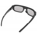 Ferrari - Black Ferrari Sunglasses in Acetate and Leather with Silver Mirror Lens - Sunglasses - Ferrari Eyewear