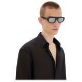 Ferrari - Black Ferrari Sunglasses in Acetate and Leather with Silver Mirror Lens - Sunglasses - Ferrari Eyewear