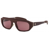 Ferrari - Brown Ferrari Sunglasses in Acetate and Leather with Exclusive Contrast Pro™ Lenses - Sunglasses