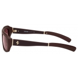 Ferrari - Brown Ferrari Sunglasses in Acetate and Leather with Exclusive Contrast Pro™ Lenses - Sunglasses