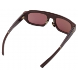 Ferrari - Brown Ferrari Sunglasses in Acetate and Leather with Exclusive Contrast Pro™ Lenses - Sunglasses