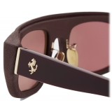 Ferrari - Brown Ferrari Sunglasses in Acetate and Leather with Exclusive Contrast Pro™ Lenses - Sunglasses