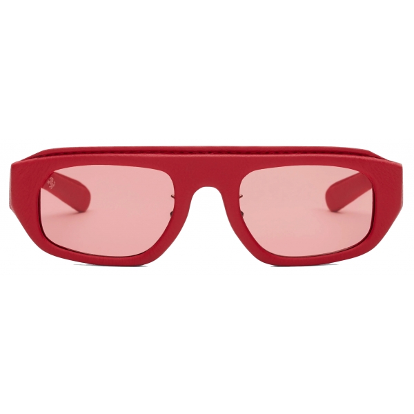 Ferrari - Red Ferrari Sunglasses in Acetate and Leather with Red Lens - Sunglasses - Ferrari Eyewear