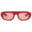 Ferrari - Occhiale da Sole Ferrari Rosso in Acetato e Pelle con Lenti Rosse - Occhiali da Sole - Ferrari Eyewear