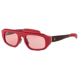 Ferrari - Occhiale da Sole Ferrari Rosso in Acetato e Pelle con Lenti Rosse - Occhiali da Sole - Ferrari Eyewear