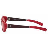 Ferrari - Red Ferrari Sunglasses in Acetate and Leather with Red Lens - Sunglasses - Ferrari Eyewear