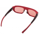 Ferrari - Occhiale da Sole Ferrari Rosso in Acetato e Pelle con Lenti Rosse - Occhiali da Sole - Ferrari Eyewear