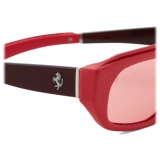 Ferrari - Occhiale da Sole Ferrari Rosso in Acetato e Pelle con Lenti Rosse - Occhiali da Sole - Ferrari Eyewear