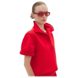 Ferrari - Red Ferrari Sunglasses in Acetate and Leather with Red Lens - Sunglasses - Ferrari Eyewear