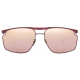 Ferrari - Ferrari Sunglasses in Burgundy Metal with Rose Gold Mirror Lens - Sunglasses - Ferrari Eyewear