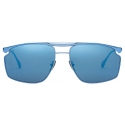 Ferrari - Ferrari Sunglasses in Blue Metal with Blue Mirror Lenses - Sunglasses - Ferrari Eyewear