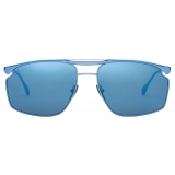 Ferrari - Ferrari Sunglasses in Blue Metal with Blue Mirror Lenses - Sunglasses - Ferrari Eyewear