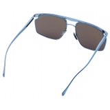 Ferrari - Ferrari Sunglasses in Blue Metal with Blue Mirror Lenses - Sunglasses - Ferrari Eyewear