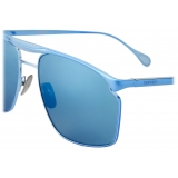 Ferrari - Ferrari Sunglasses in Blue Metal with Blue Mirror Lenses - Sunglasses - Ferrari Eyewear