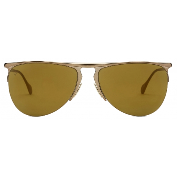 Ferrari - Ferrari Sunglasses in Gold-Tone Metal with Gold Mirror Lens - Sunglasses - Ferrari Eyewear