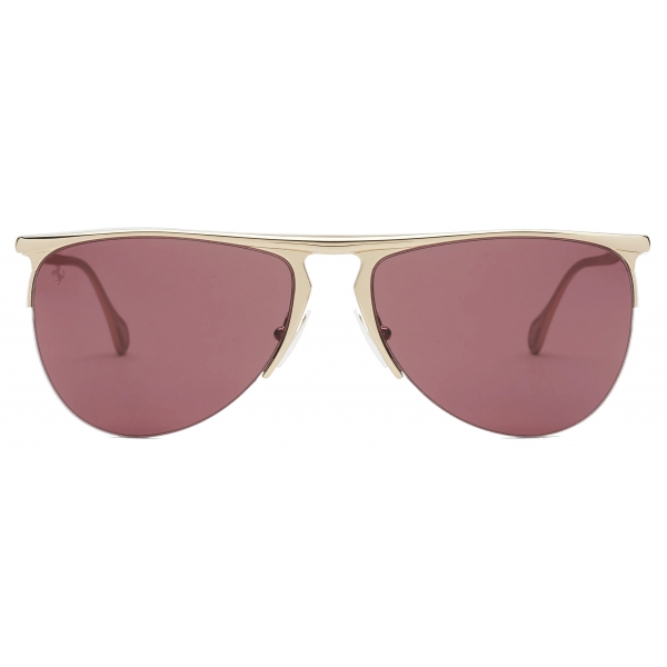 Ferrari - Ferrari Sunglasses in Gold-Tone Metal with Exclusive Burgundy Lens - Sunglasses - Ferrari Eyewear