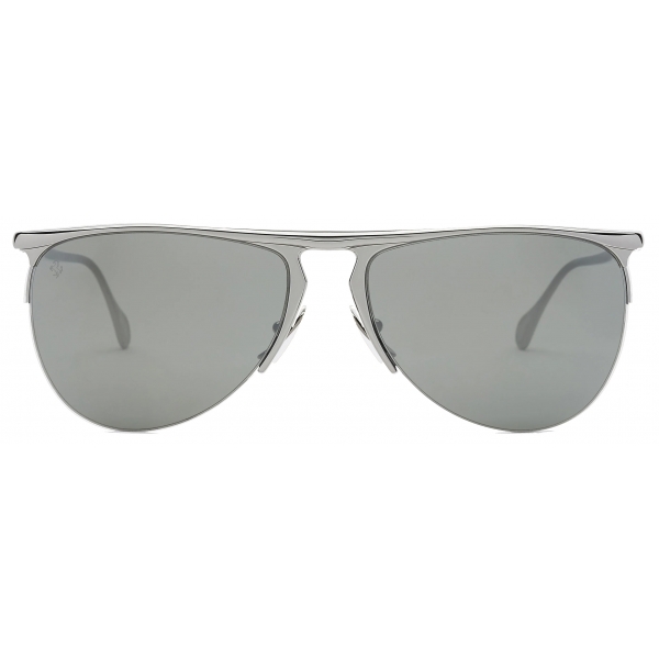 Ferrari - Ferrari Sunglasses in Gunmetal Grey Metal with Silver Mirror Lens - Sunglasses - Ferrari Eyewear