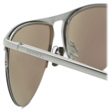 Ferrari - Ferrari Sunglasses in Gunmetal Grey Metal with Silver Mirror Lens - Sunglasses - Ferrari Eyewear