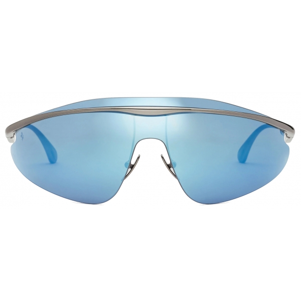 Ferrari - Ferrari Shield Sunglasses in Gunmetal Grey with Blue Mirror Lens - Sunglasses - Ferrari Eyewear