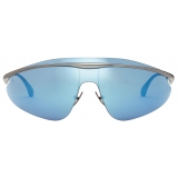 Ferrari - Ferrari Shield Sunglasses in Gunmetal Grey with Blue Mirror Lens - Sunglasses - Ferrari Eyewear