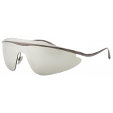 Ferrari - Ferrari Shield Sunglasses in Grey Metal with Silver Mirror Lens - Sunglasses - Ferrari Eyewear