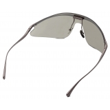 Ferrari - Ferrari Shield Sunglasses in Grey Metal with Silver Mirror Lens - Sunglasses - Ferrari Eyewear