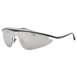 Ferrari - Ferrari Shield Sunglasses in Black Metal with Silver Mirror Lens - Sunglasses - Ferrari Eyewear