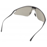 Ferrari - Ferrari Shield Sunglasses in Black Metal with Silver Mirror Lens - Sunglasses - Ferrari Eyewear