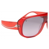 Ferrari - Occhiale da Sole Ferrari in Acetato Rosso Trasparente con Lenti Rosa Sfumate Rosse - Occhiali