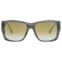 Ferrari - Ferrari Sunglasses in Striped Grey Acetate with Gradient Green Mirror Lenses - Sunglasses - Ferrari