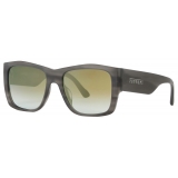 Ferrari - Ferrari Sunglasses in Striped Grey Acetate with Gradient Green Mirror Lenses - Sunglasses - Ferrari