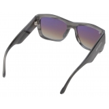 Ferrari - Ferrari Sunglasses in Striped Grey Acetate with Gradient Green Mirror Lenses - Sunglasses - Ferrari