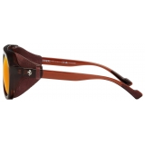 Ferrari - Ferrari Brown Sunglasses with Leather Details and Polarised Mirror Lenses - Sunglasses - Ferrari