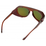 Ferrari - Ferrari Brown Sunglasses with Leather Details and Polarised Mirror Lenses - Sunglasses - Ferrari